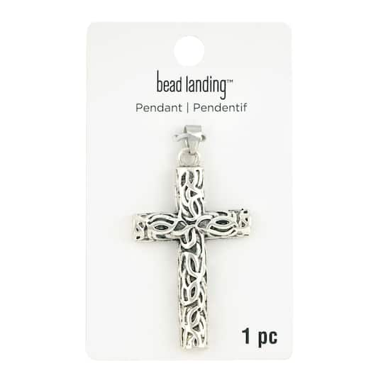 12 Pack: Antique Silver Filigree Cross Pendant by Bead Landing™